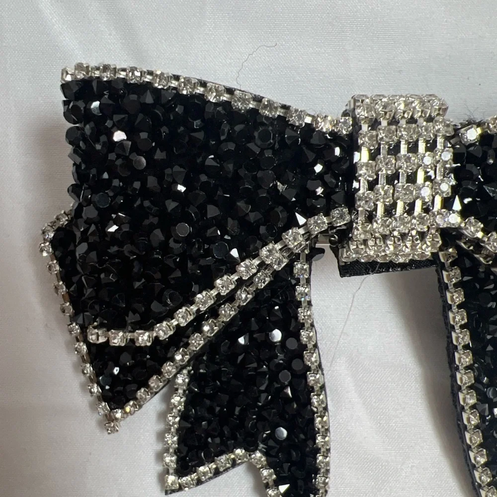 Elegant Black and Silver Bow Hair Clip
